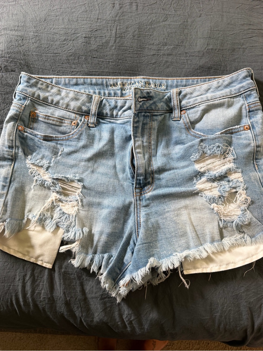 American Eagle Outfitters Light Wash Distressed Denim Shorts
